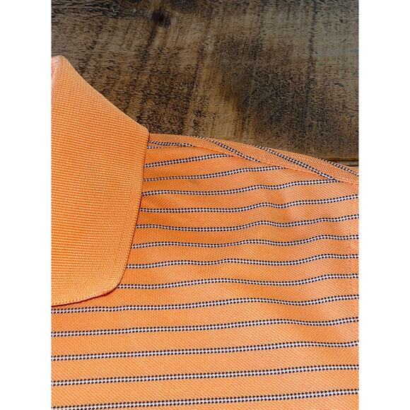 Mens Bobby Jones Performance Orange Striped Short Sleeve US Open Golf Polo Large - Picture 4 of 8